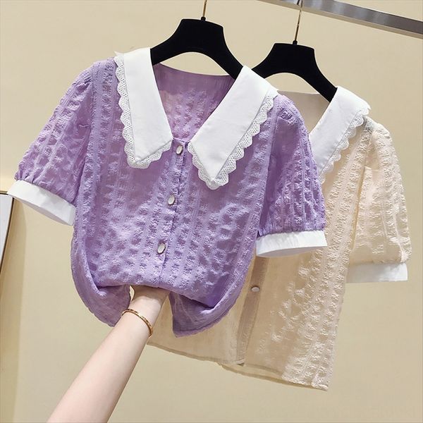 ins fashionable short-sleeved t- female 2020 doll collar western style t- doll shirt cardigan sweet shirt, White
ins fashionable short-sleeved t- female 2020 doll collar western style t- doll shirt cardigan sweet shirt, White
