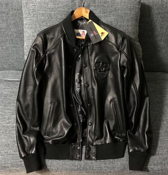 pure copper zipper the skin without broken leather leather male sheep skin skulls, Black
pure copper zipper the skin without broken leather leather male sheep skin skulls, Black