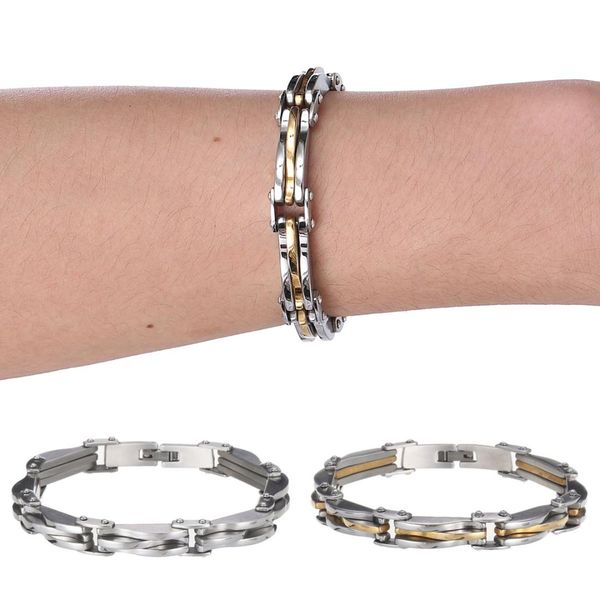 geometric type titanium steel bracelet fashion men chain jewelry hand decor fashion jewelry gifts bangles man gold steel color, Golden;silver
geometric type titanium steel bracelet fashion men chain jewelry hand decor fashion jewelry gifts bangles man gold steel color, Golden;silver