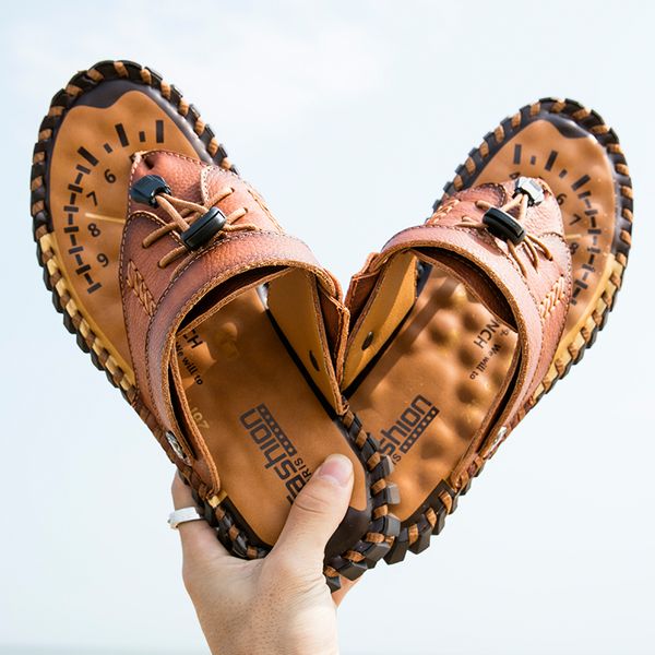 genuine leather men's sandals open toe slip on fashion casual shoes men mens slippers roman summer beach sandals plus size 38-48 c13, Black
genuine leather men's sandals open toe slip on fashion casual shoes men mens slippers roman summer beach sandals plus size 38-48 c13, Black