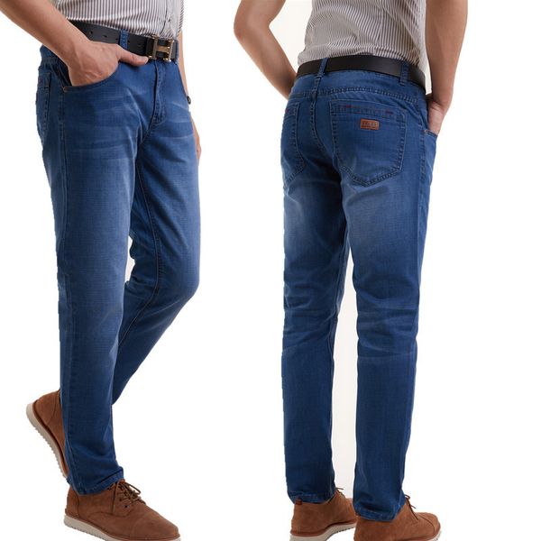2018 new high stretch business men's jeans loose straight middle waist men's jeans plus size soft and comfortable trousers, Blue
2018 new high stretch business men's jeans loose straight middle waist men's jeans plus size soft and comfortable trousers, Blue