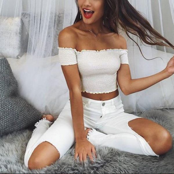 2018 arrivals fashion women casual off-shoulder fashion lace crop female stylish beach party shirt, White
2018 arrivals fashion women casual off-shoulder fashion lace crop female stylish beach party shirt, White
