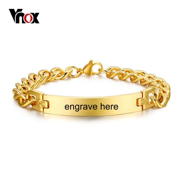 vnox stainless steel mens id bracelets bangle gold color curb link chain spring closure customize name date info male boy bijoux, Black
vnox stainless steel mens id bracelets bangle gold color curb link chain spring closure customize name date info male boy bijoux, Black