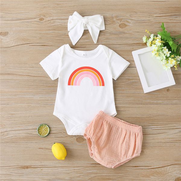 newborn baby boy girl clothes summer rainbow print cotton short sleeve romper short pants headband 3pcs baby set, White
newborn baby boy girl clothes summer rainbow print cotton short sleeve romper short pants headband 3pcs baby set, White