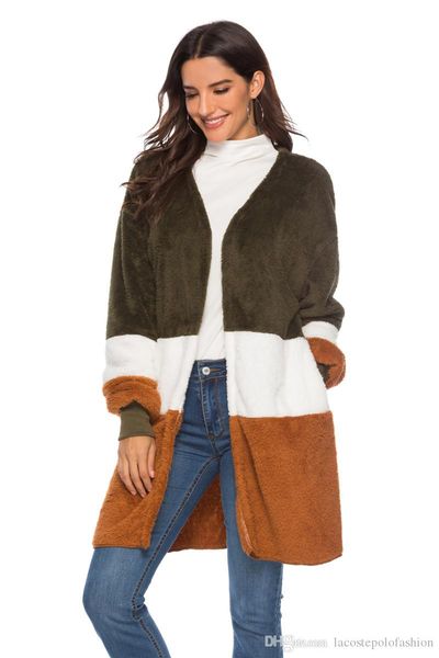fashion panelled womens faux fur rib cuff long sleeve spliced ladies coat donna casual wool cardigan, Black
fashion panelled womens faux fur rib cuff long sleeve spliced ladies coat donna casual wool cardigan, Black