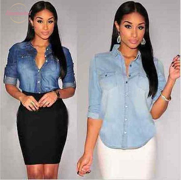 ladies denim shirts long sleeve blue jeans shirt women blusas camisa femininas fashion 2020 spring plus size jeans blouses, White
ladies denim shirts long sleeve blue jeans shirt women blusas camisa femininas fashion 2020 spring plus size jeans blouses, White
