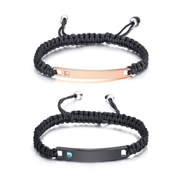 new trendy couple bracelet braided rope chain adjustable link cubic zircon bracelet can be customize personality letters jewelry, Black
new trendy couple bracelet braided rope chain adjustable link cubic zircon bracelet can be customize personality letters jewelry, Black