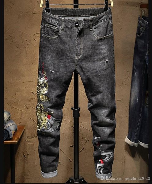 2020 new distressed ripped mens designer jeans denim straight washed destroyed patchwork patches embroidery casual long trousers, Blue
2020 new distressed ripped mens designer jeans denim straight washed destroyed patchwork patches embroidery casual long trousers, Blue