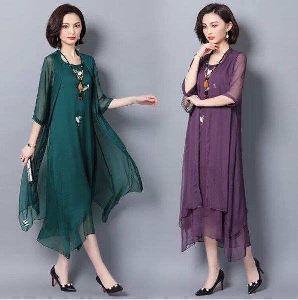 robe de soriee 2019 new green women's gradient mother of the bride dresses with jacket asymmetric chiffon wedding party vestiods formal, Black;red
robe de soriee 2019 new green women's gradient mother of the bride dresses with jacket asymmetric chiffon wedding party vestiods formal, Black;red
