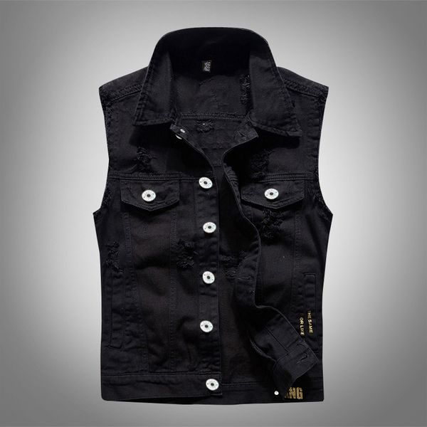 2019 men's ripped slim fit male cowboy jacket sleeveless fashion casual waistcoat men jean coat denim high-grade vest jacket, Black;white
2019 men's ripped slim fit male cowboy jacket sleeveless fashion casual waistcoat men jean coat denim high-grade vest jacket, Black;white