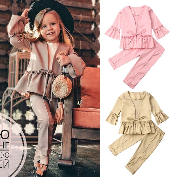 2-7y fashion child toddler kids girls outfits clothes sets solid ruffle sleeve jacket pants set, White
2-7y fashion child toddler kids girls outfits clothes sets solid ruffle sleeve jacket pants set, White