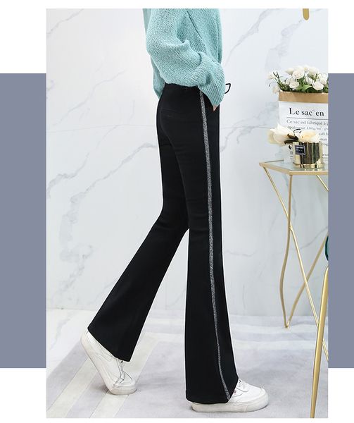 black new winter han edition high waist width legs and more narrow pants, Blue
black new winter han edition high waist width legs and more narrow pants, Blue