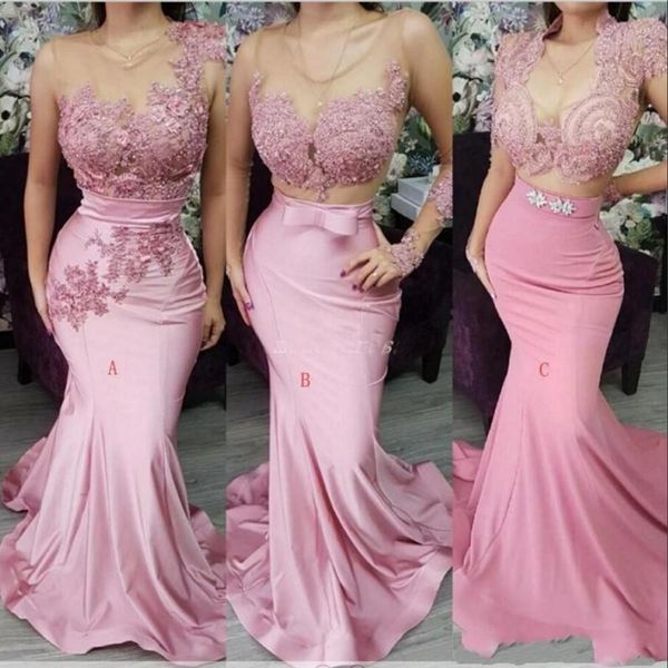 new pink mermaid bridesmaid dresses lace appliques crystal beaded sashes sweep train wedding guest dress maid of honor gowns, White;pink
new pink mermaid bridesmaid dresses lace appliques crystal beaded sashes sweep train wedding guest dress maid of honor gowns, White;pink