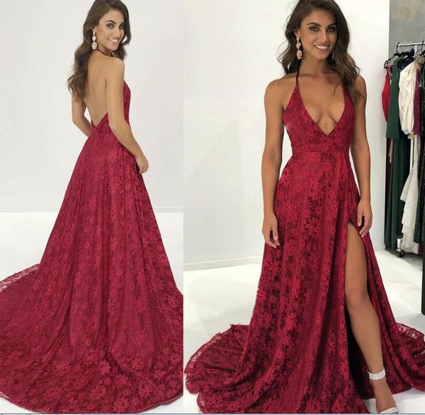 lace women's dresses 2019 designer burgundy a line evening dresses v neck long lace evening gowns formal prom, Red
lace women's dresses 2019 designer burgundy a line evening dresses v neck long lace evening gowns formal prom, Red