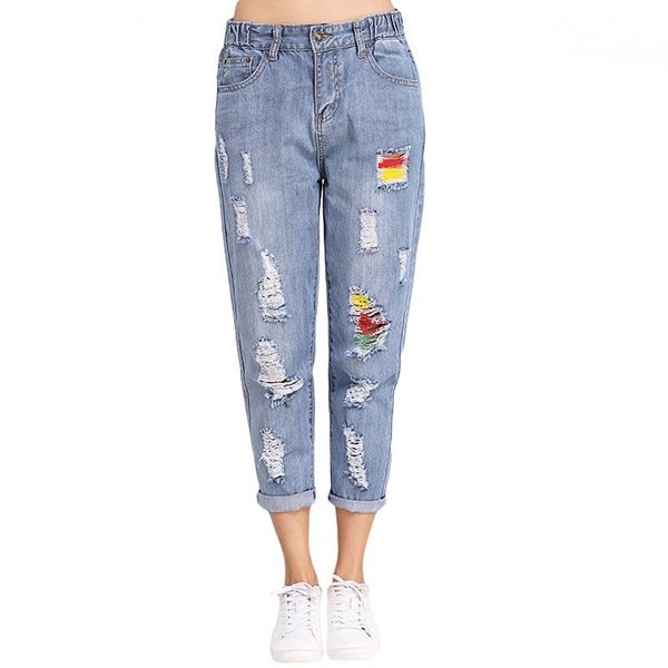 2018 fashion spring summer large size hole denim jeans women mid waist loose harem jeans woman ripped panelled denim pants, Blue
2018 fashion spring summer large size hole denim jeans women mid waist loose harem jeans woman ripped panelled denim pants, Blue