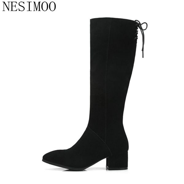 nesimoo 2019 women knee high boots platform elegant casual pointed toe winter shoes women motorcycle boots big size 34-39, Black
nesimoo 2019 women knee high boots platform elegant casual pointed toe winter shoes women motorcycle boots big size 34-39, Black