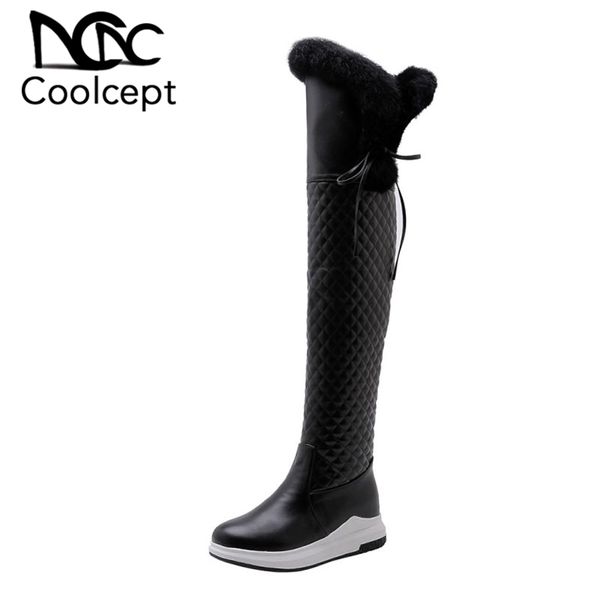 coolcept 2020 snow boots women over the knee boots solid color lace up flats shoes winter warm plush women footwear size 33-43, Black
coolcept 2020 snow boots women over the knee boots solid color lace up flats shoes winter warm plush women footwear size 33-43, Black