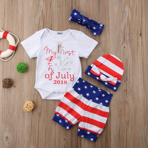 2018 мой первый 4 июля 4шт baby girl мальчики летние наряды bodysuit + полосатые шорты + hat + оголовье hildish одежда наборы, White
2018 мой первый 4 июля 4шт baby girl мальчики летние наряды bodysuit + полосатые шорты + hat + оголовье hildish одежда наборы, White