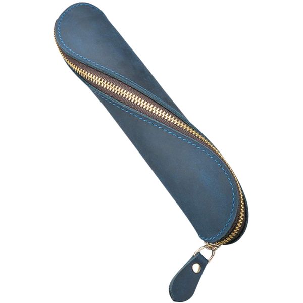 leather pencil case, small vintage handmade pen case with zipper, genuine leather art craft spiral pen holder pencil pouch (blue
leather pencil case, small vintage handmade pen case with zipper, genuine leather art craft spiral pen holder pencil pouch (blue