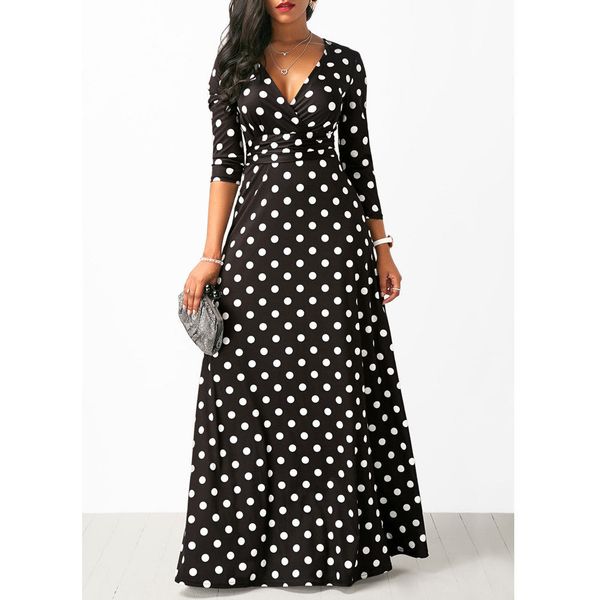 2018 long summer dress v neck short sleeve maxi dresses dot print beach sundress vintage boho vestidos wrap dress, Black;gray
2018 long summer dress v neck short sleeve maxi dresses dot print beach sundress vintage boho vestidos wrap dress, Black;gray