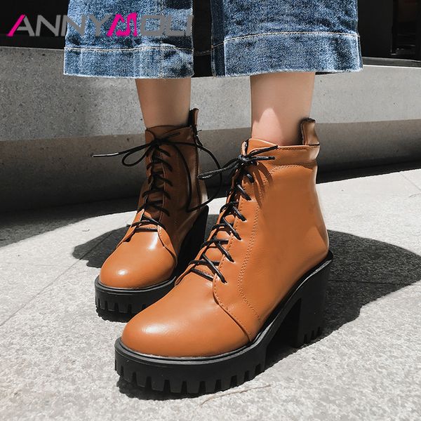 annymoli winter ankle boots women pu leather platform block high heels short boots zipper round toe shoes lady autumn size 34-43, Black
annymoli winter ankle boots women pu leather platform block high heels short boots zipper round toe shoes lady autumn size 34-43, Black