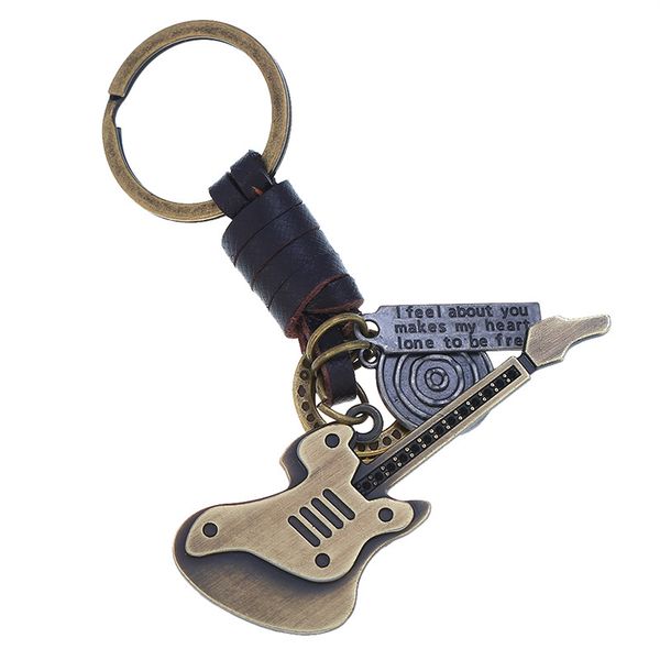 new hand-woven retro leather keychain small gift alloy guitar bag charm, Slivery;golden
new hand-woven retro leather keychain small gift alloy guitar bag charm, Slivery;golden