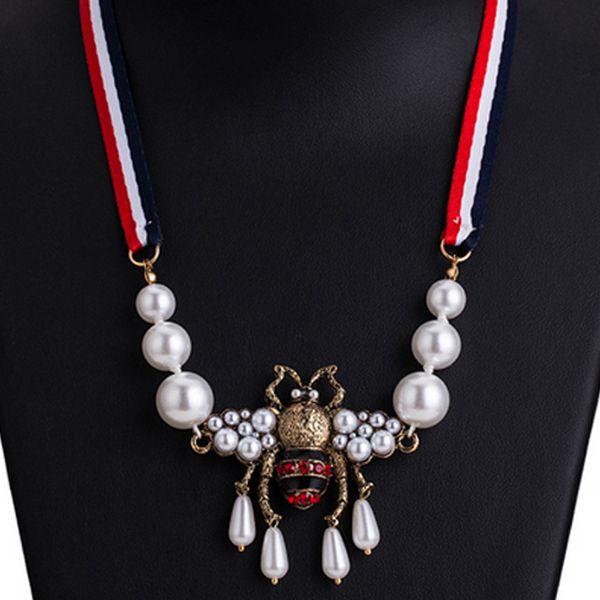 luxury designer pendant necklace women girls rhinestone pearl bee necklace famous brand jewelry gift for love, Silver
luxury designer pendant necklace women girls rhinestone pearl bee necklace famous brand jewelry gift for love, Silver