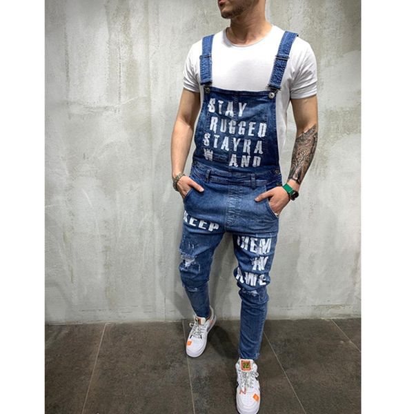 hip hop fashion men's ripped jeans jumpsuits hi street distressed denim bib overalls for man suspender pants size s-xxxxl, Blue
hip hop fashion men's ripped jeans jumpsuits hi street distressed denim bib overalls for man suspender pants size s-xxxxl, Blue