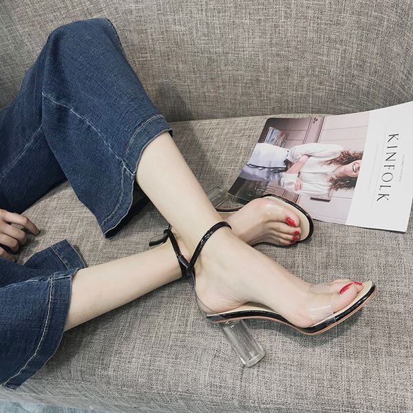 sandals female summer 2020 new fashion word buckle open toe thick with small fresh high heels female pvc transparent heels, Black
sandals female summer 2020 new fashion word buckle open toe thick with small fresh high heels female pvc transparent heels, Black