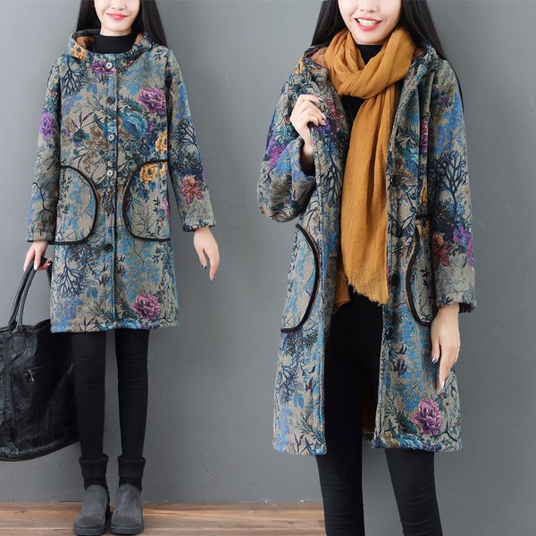 ethnic-style autumn and winter cotton-padded clothes mid-length cotton coat cotton linen printing plus velvet cardigan hooded wa, Blue;black
ethnic-style autumn and winter cotton-padded clothes mid-length cotton coat cotton linen printing plus velvet cardigan hooded wa, Blue;black