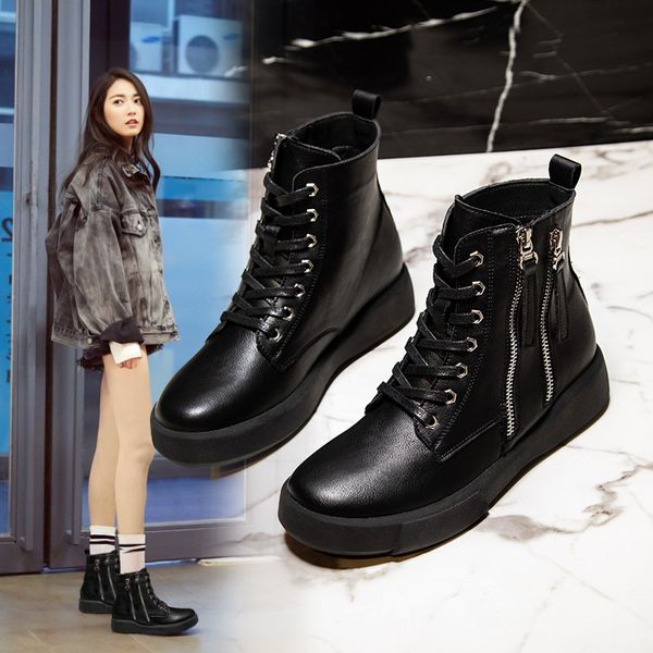 novelty leisure womens boots ankle short round toe med cross-tied vintage boots solid flat with zip winter big size shoes, Black
novelty leisure womens boots ankle short round toe med cross-tied vintage boots solid flat with zip winter big size shoes, Black