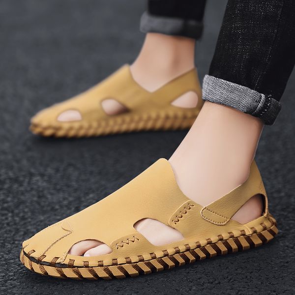 new beach sandals mens summer shoes leather fashion hole shoes breathable classic walking lightweight outdoor sandals, Black
new beach sandals mens summer shoes leather fashion hole shoes breathable classic walking lightweight outdoor sandals, Black