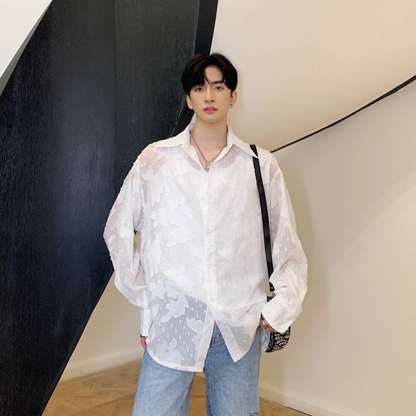 men see through jacquard lace thin long sleeve casual shirt male women japan korea streetwear dress shirts couple clothing, White;black
men see through jacquard lace thin long sleeve casual shirt male women japan korea streetwear dress shirts couple clothing, White;black