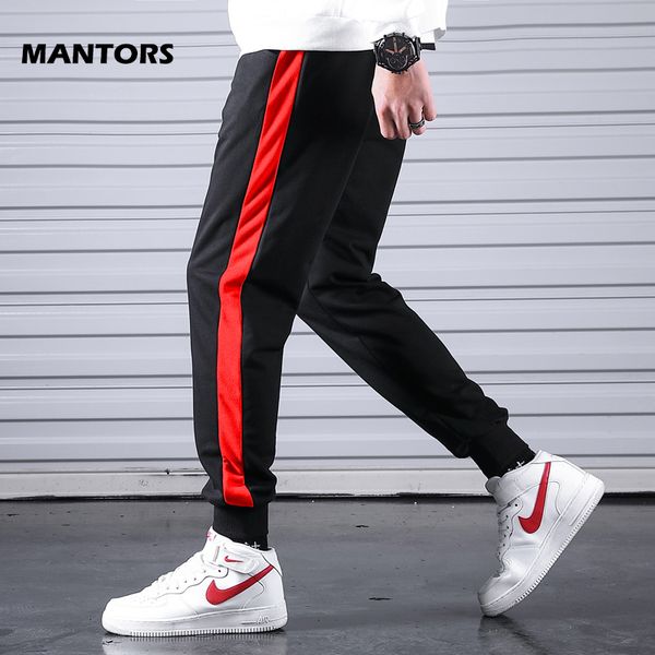 2019 новых людей тренировочные штаны полосатый sweatpants 100% хлопок jogger брюки мужчины повседневная спортзалы одежда мода тонкий брюки у, Black 
2019 новых людей тренировочные штаны полосатый sweatpants 100% хлопок jogger брюки мужчины повседневная спортзалы одежда мода тонкий брюки у, Black
