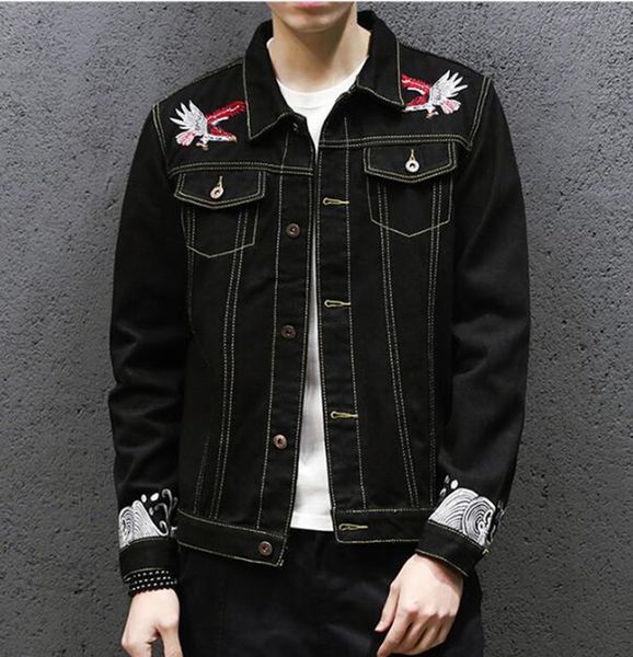 men's korean version of boutique special personality fashion casual print slim handsome embroidery trend denim jacket in spring autumn, Black;brown
men's korean version of boutique special personality fashion casual print slim handsome embroidery trend denim jacket in spring autumn, Black;brown