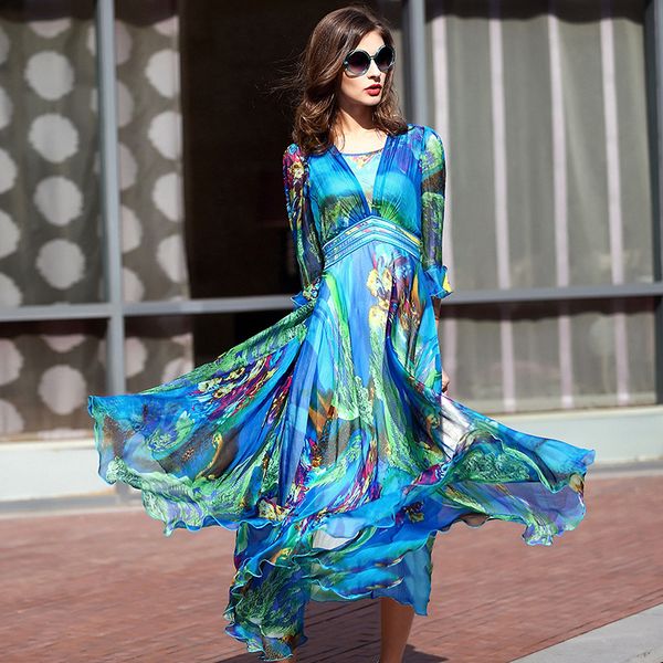 party dresses 2021 women long pleated dress plus size print vintage elegant high-grade 100% real silk for female summer, White;black
party dresses 2021 women long pleated dress plus size print vintage elegant high-grade 100% real silk for female summer, White;black