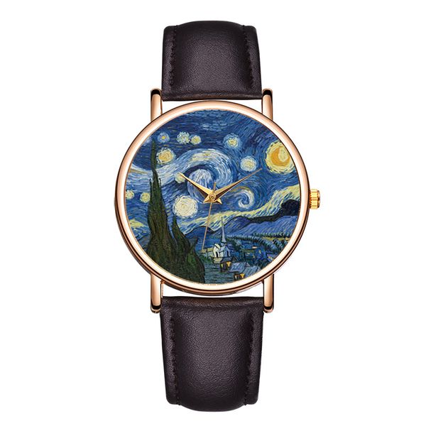 fashion casual impressionist art dial starry sky charm luxury dress belt quartz watch, Slivery;brown
fashion casual impressionist art dial starry sky charm luxury dress belt quartz watch, Slivery;brown