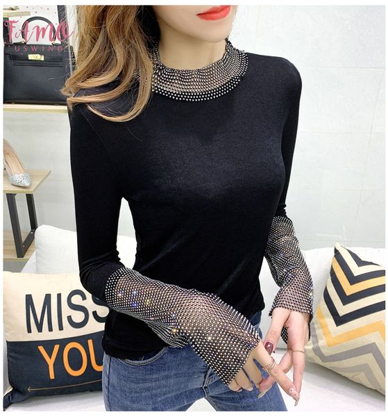 2020 new spring autumn korean clothes shiny tee pullover t shirt women diamonds ropa mujer bottoming shirt t01102, White
2020 new spring autumn korean clothes shiny tee pullover t shirt women diamonds ropa mujer bottoming shirt t01102, White