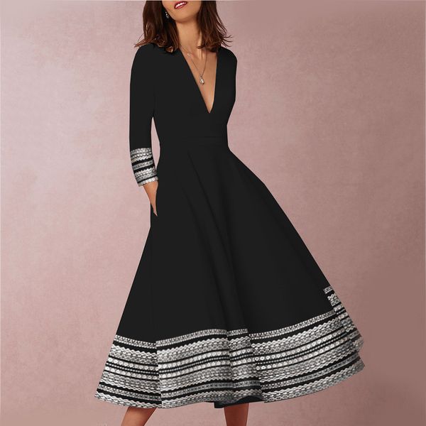 dress for women summer dress vintage long gown prom print evening party swing v neck elegant lady dresses vestidos, Black;gray
dress for women summer dress vintage long gown prom print evening party swing v neck elegant lady dresses vestidos, Black;gray