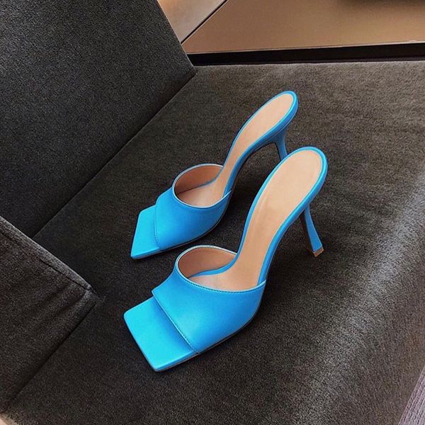 2020 sky blue leather mules square toe high heel dress slides summer fashion shoes women, Black
2020 sky blue leather mules square toe high heel dress slides summer fashion shoes women, Black