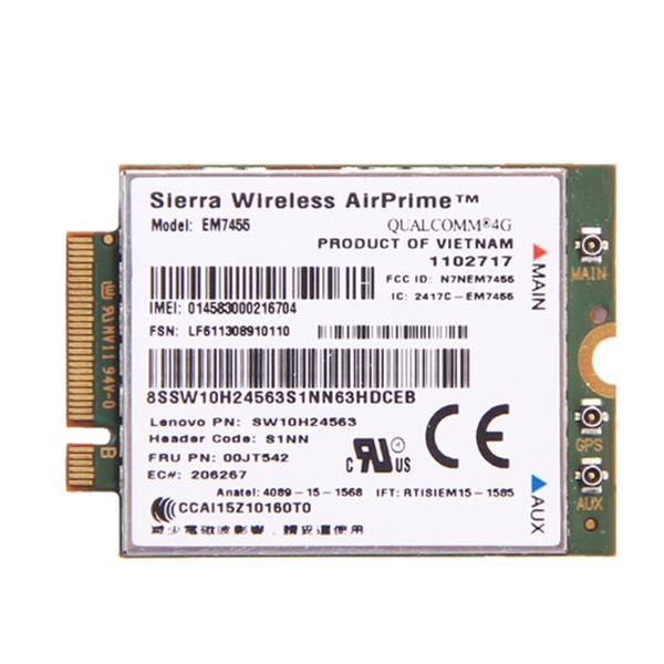 sierra wireless em7455 4g lte gobi6000 qualcomm wireless lte fdd wwan ibm fru:00jt542 for lenovo t460 t460p l560 yoga 260 p50
sierra wireless em7455 4g lte gobi6000 qualcomm wireless lte fdd wwan ibm fru:00jt542 for lenovo t460 t460p l560 yoga 260 p50