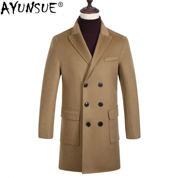 men's wool & blends ayunsue double-sided coat men double breasted cashmere long mens overcoat peacoat man jacket erkek mont kj1471, Black
men's wool & blends ayunsue double-sided coat men double breasted cashmere long mens overcoat peacoat man jacket erkek mont kj1471, Black