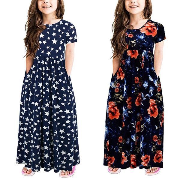 kids girls floral pocket stars print dress dresses summer short sleeve party dress beachwear vestidos, Black;gray
kids girls floral pocket stars print dress dresses summer short sleeve party dress beachwear vestidos, Black;gray