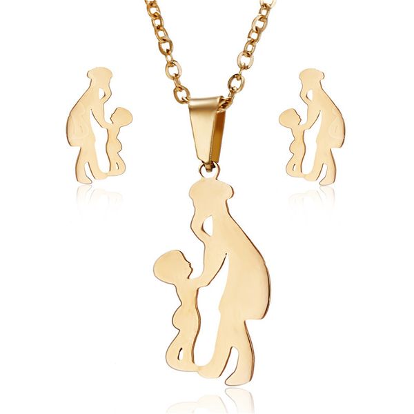 gold stainless steel mother kids jewelry sets for women men animal decoration earrings necklaces new year gifts, Silver
gold stainless steel mother kids jewelry sets for women men animal decoration earrings necklaces new year gifts, Silver