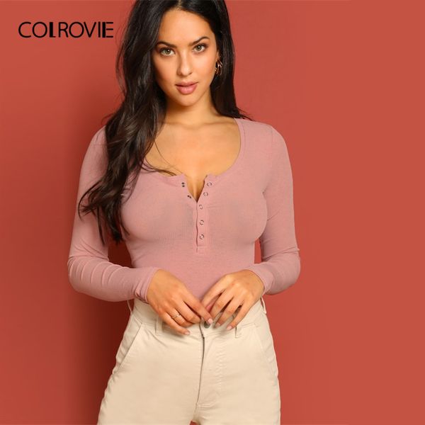 colrovie pink scoop neck press button slim fit knit elegant t-shirt women 2019 spring long sleeve shirt basic office ladies tee, White
colrovie pink scoop neck press button slim fit knit elegant t-shirt women 2019 spring long sleeve shirt basic office ladies tee, White