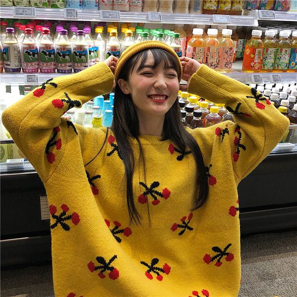 lychee girls cherry sweaters female long sleeve o neck pullovers autumn winter casual warm women sweaters, White;black
lychee girls cherry sweaters female long sleeve o neck pullovers autumn winter casual warm women sweaters, White;black
