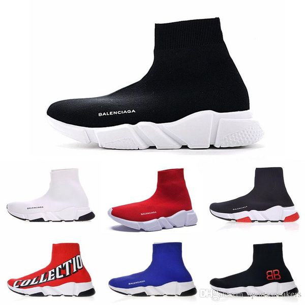 

New Cheap men women Speed Trainer Shoes black glitter blue white red Flat Fashion Socks Sneakers Trainers Runner size 36-45