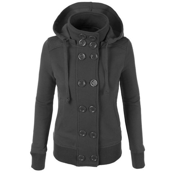 women 2018 formal woolen jackets women warm casual hooded long sleeve solid button coat outwear, Black
women 2018 formal woolen jackets women warm casual hooded long sleeve solid button coat outwear, Black