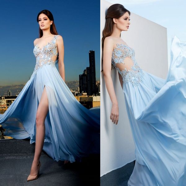 tony chaaya 2020 prom dresses jewel lace appliques high side split evening gowns custom made plus size formal party dress, Black
tony chaaya 2020 prom dresses jewel lace appliques high side split evening gowns custom made plus size formal party dress, Black