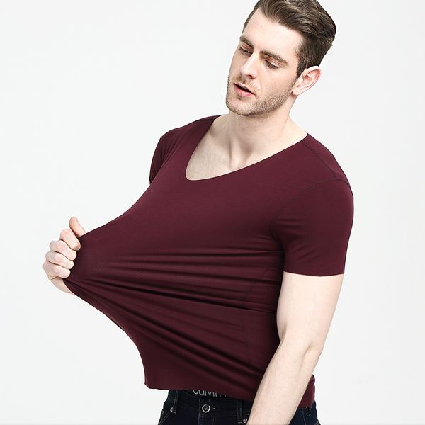 men's short-sleeved t-shirt ultra-thin v-neck couples solid color base shirt slim fit seemless wear underwear modal heart cut, Black;white
men's short-sleeved t-shirt ultra-thin v-neck couples solid color base shirt slim fit seemless wear underwear modal heart cut, Black;white